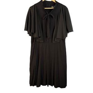 Hell Bunny Black Midi Dress 3XL NWT Gothic Pinup Retro Tie Neck Plus Size
